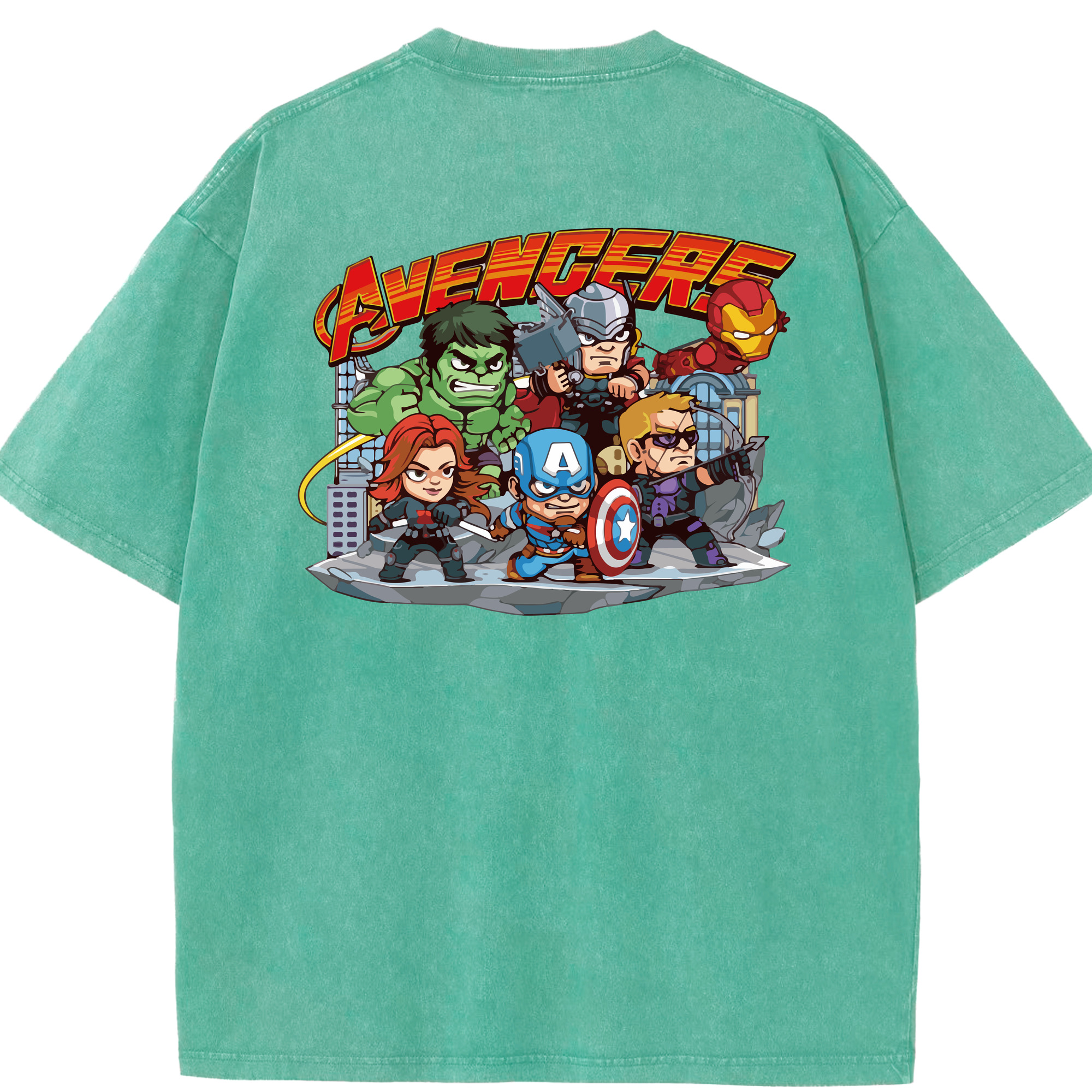 （画像用） アベンジャーズ The Avengers 綿100% ヴィンテージ風 半袖Tシャツ（背面プリント）